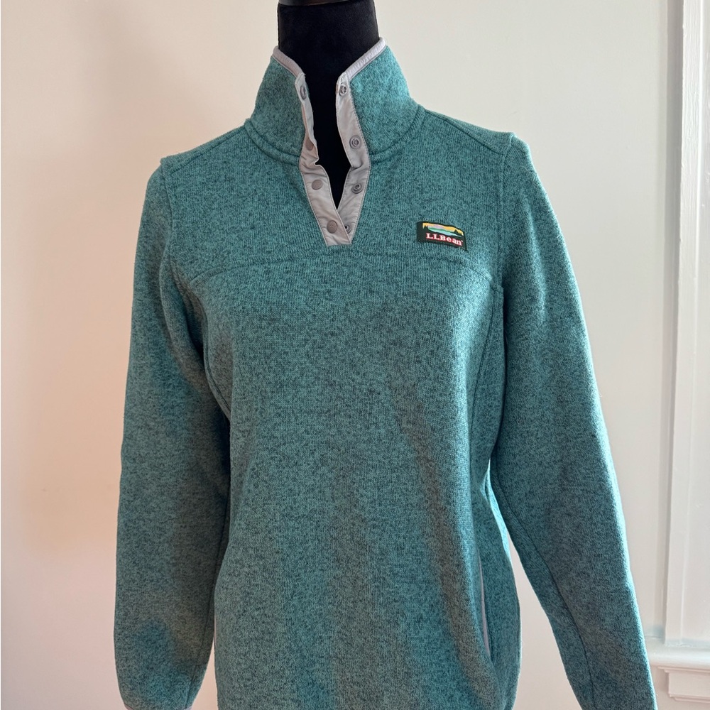 L.L. Bean Teal Quarter-Button Pullover